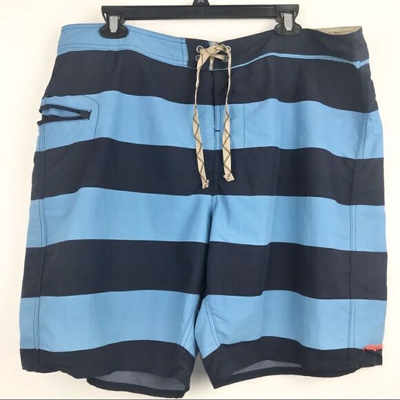 Patagonia Navy and Light Blue Board Short Swim Trunks - Picture 1 of 8